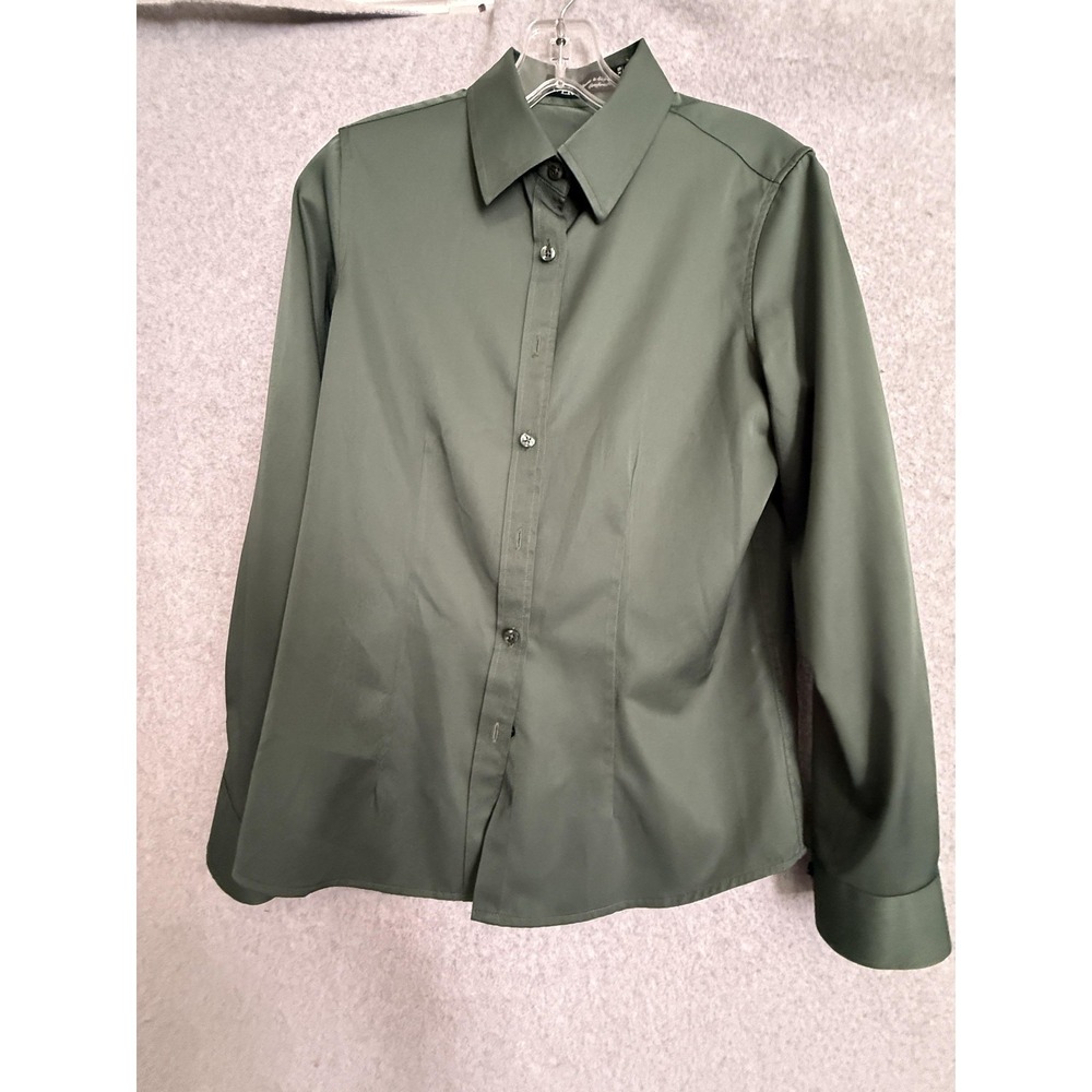 JVer Design In Italy Button Up Shirt Wmn XS Green Basic Collared Long Sleeve Top
